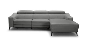VIG Furniture Modrest Rampart - Modern L-Shape RAF Grey Leather Sectional Sofa with 1 Recliner VGKM-5325-RAF-GRY-SECT