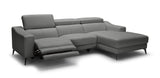 VIG Furniture Modrest Rampart - Modern L-Shape RAF Grey Leather Sectional Sofa with 1 Recliner VGKM-5325-RAF-GRY-SECT
