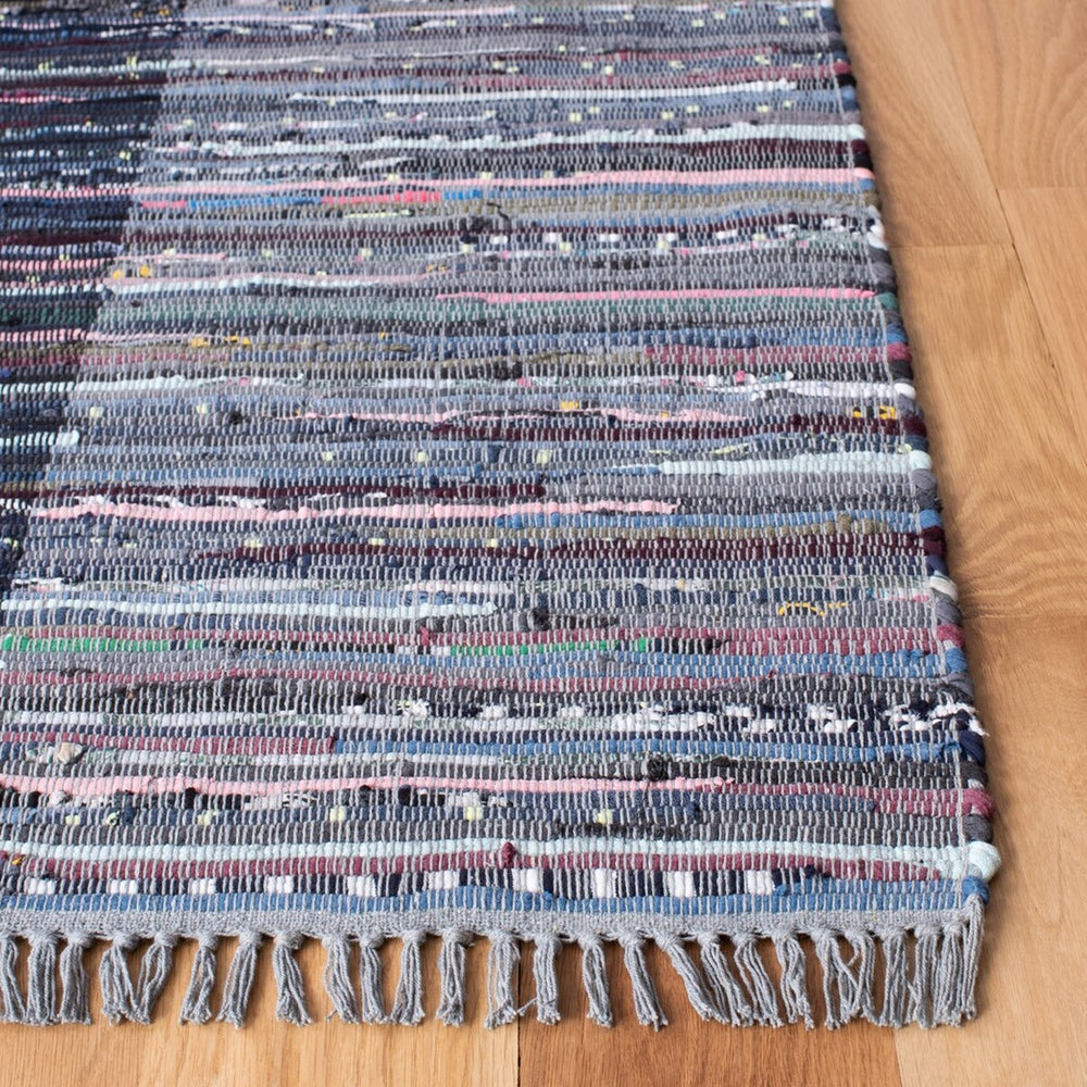 Safavieh Rag Rug 122 Flatweave 100% Cotton Pile Rug Grey / Black 100% COTTON PILE RAR122F-9