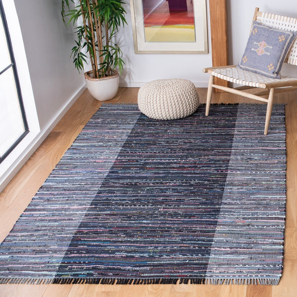 Safavieh Rag Rug 122 Flatweave 100% Cotton Pile Rug Grey / Black 100% COTTON PILE RAR122F-9