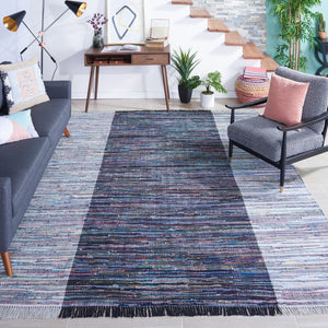 Safavieh Rag Rug 122 Flatweave 100% Cotton Pile Rug Grey / Black 100% COTTON PILE RAR122F-9