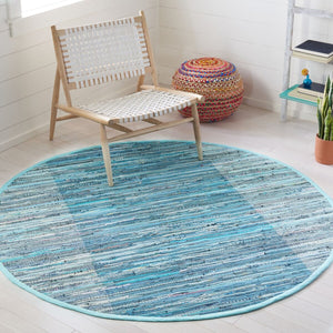 Safavieh Rag Rug 122 Flatweave 100% Cotton Pile Rug Light Blue / Grey 100% COTTON PILE RAR122M-9