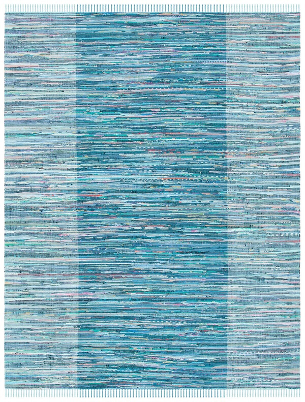 Safavieh Rag Rug 122 Flatweave 100% Cotton Pile Rug Light Blue / Grey 100% COTTON PILE RAR122M-9