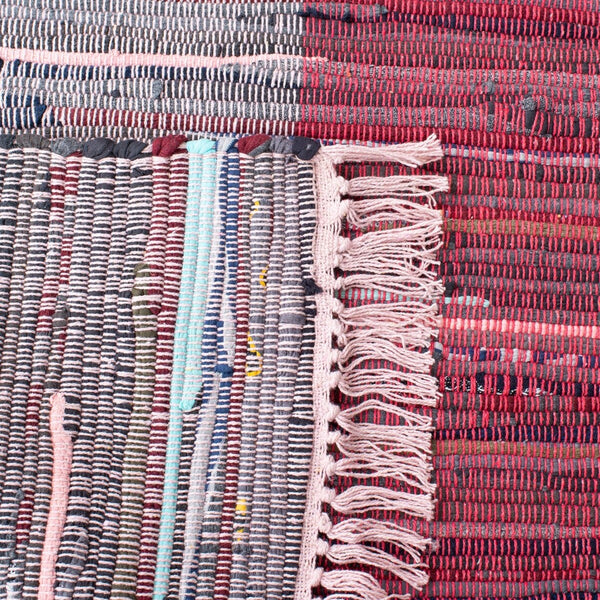 Safavieh Rag Rug 122 Flatweave 100% Cotton Pile Rug Red / Grey 100% COTTON PILE RAR122Q-9
