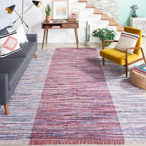 Safavieh Rag Rug 122 Flatweave 100% Cotton Pile Rug Red / Grey 100% COTTON PILE RAR122Q-9