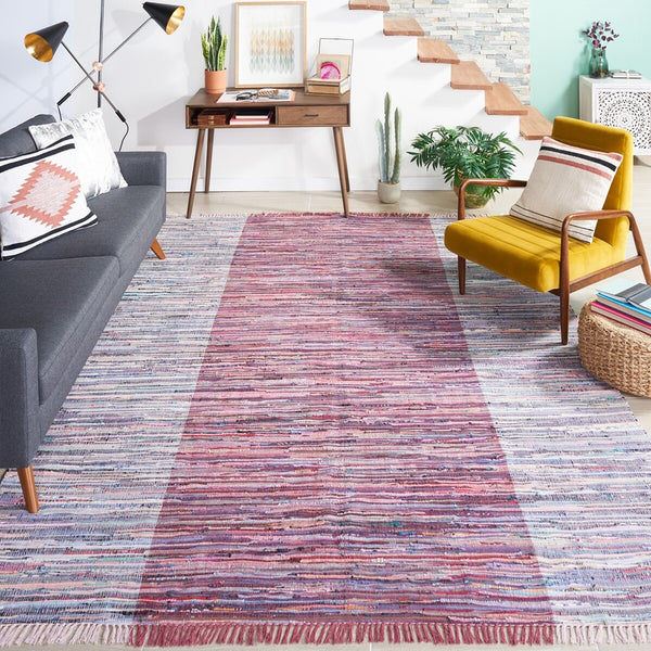 Safavieh Rag Rug 122 Flatweave 100% Cotton Pile Rug Red / Grey 100% COTTON PILE RAR122Q-9