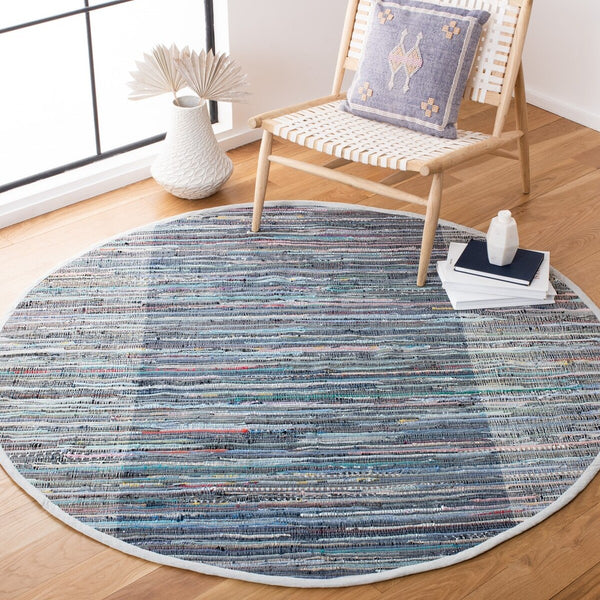 Safavieh Rag Rug 122 Flatweave 100% Cotton Pile Rug Purple / Blue 100% COTTON PILE RAR122V-9