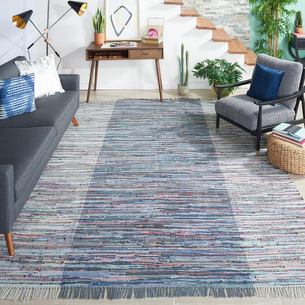 Safavieh Rag Rug 122 Flatweave 100% Cotton Pile Rug Purple / Blue 100% COTTON PILE RAR122V-9