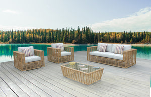 VIG Furniture Renava Ko Tao - Outdoor White + Wicker Sofa Set VGATRASF-054-SET