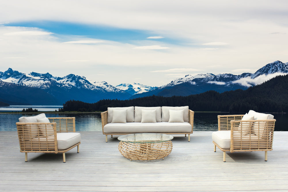 VIG Furniture Renava Bombay - Beige and Wicker Outdoor Sofa Set VGATRASF-173-SET