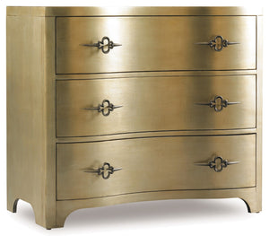 Hooker Furniture Sanctuary Traditional/Formal Hardwood Solids, Silver Leaf Three-Drawer Shaped Front Gold Chest 3008-85004