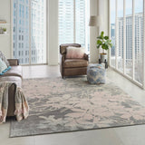 Nourison Tranquil TRA08 Farmhouse Machine Made Power-loomed Indoor Area Rug Grey/Pink 8'10" x 11'10" 99446486240