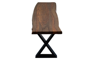 Porter Designs Manzanita Live Edge Solid Acacia Wood Natural Dining Bench Brown 07-196-13-BN58HX-KIT