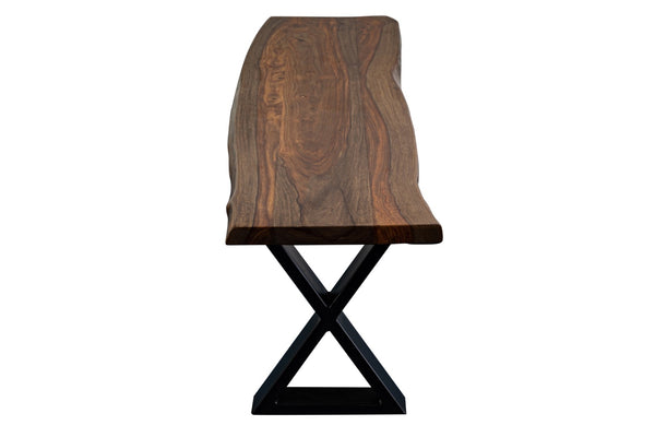 Porter Designs Manzanita Live Edge Solid Acacia Wood Natural Dining Bench Brown 07-196-13-BN58HX-KIT