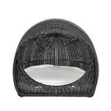 Rocky Outdoor Wicker Igloo Pet Bed with Cushion, Black and Beige