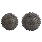 Roni Set of 2 Decorative Ball Table Decor - Antiqued Polyresin Accents for Stylish Centerpieces