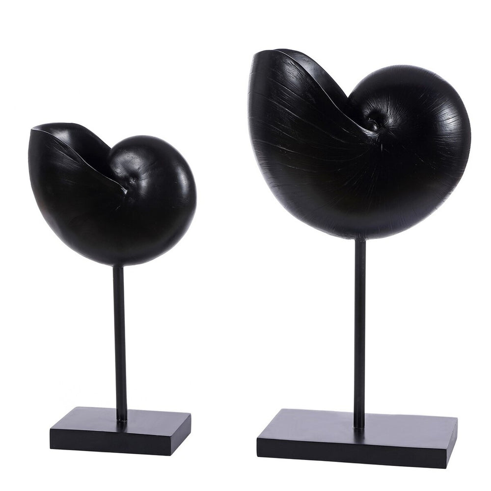 Resi Chic Snail Table Decor Set of 2 – Elegant Polyresin Sculptures on Sleek Black Pedestals