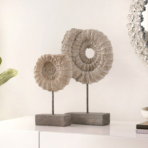 Lena Set of 2 Ammonite Shell Table Decor - Elegant Fossil-Inspired Design for Stylish Interiors