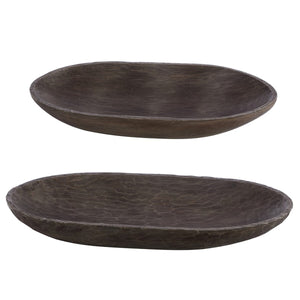 Trellen Set of 2 Decorative Bowls - Serene Faux Wood Centerpiece for Coffee Table Décor Display