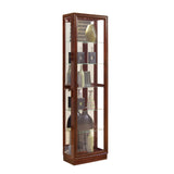 Tall Traditional 5 Shelf Curio Cabinet in Cherry Brown