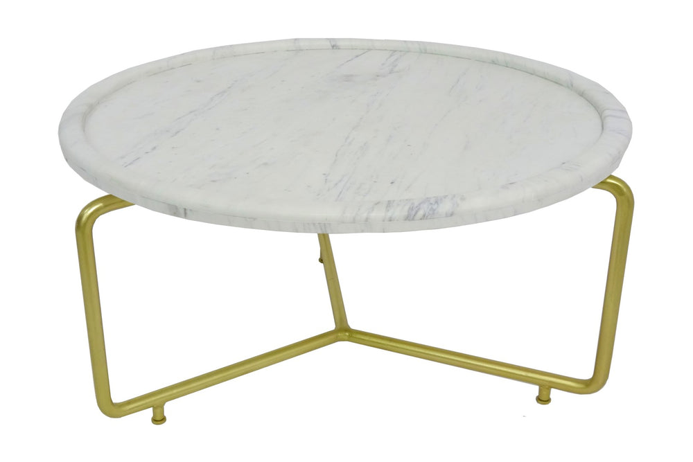 Porter Designs Marais Solid Marble Top Contemporary Coffee Table White 05-125-03-02622-KIT