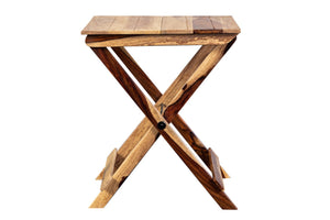 Porter Designs Sheesham Accents Solid Wood Square Foldable Natural End Table Natural 07-116-01-0246