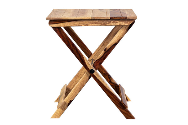 Porter Designs Sheesham Accents Solid Wood Square Foldable Natural End Table Natural 07-116-01-0246