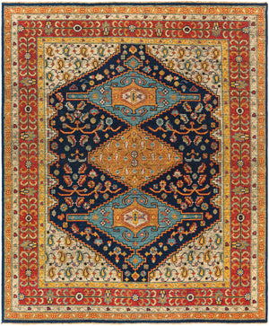 Reign REG-2300 Traditional NZ Wool Rug REG2300-912 Navy, Camel, Khaki, Brick, Wheat, Denim, Tan 100% NZ Wool 9' x 12'