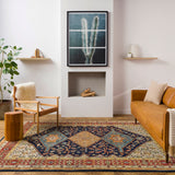 Reign REG-2300 Traditional NZ Wool Rug REG2300-912 Navy, Camel, Khaki, Brick, Wheat, Denim, Tan 100% NZ Wool 9' x 12'