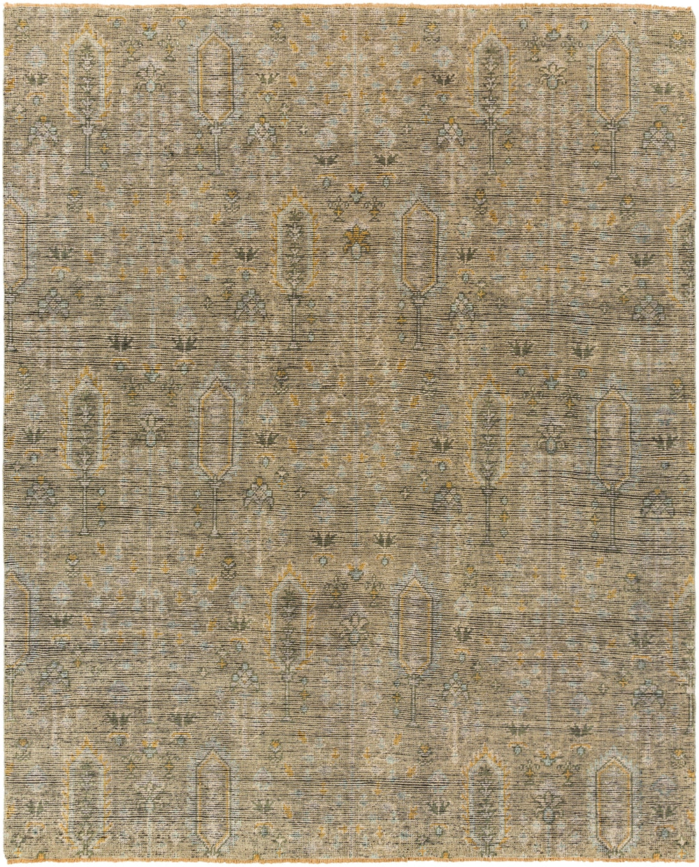 Reign REG-2302 Traditional NZ Wool Rug REG2302-912 Sage, Camel, Aqua, Tan, Beige, Black 100% NZ Wool 9' x 12'