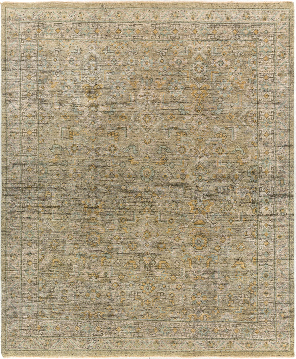 Reign REG-2303 Traditional NZ Wool Rug REG2303-912 Sage, Camel, Saffron, Grass Green, Beige, Black 100% NZ Wool 9' x 12'