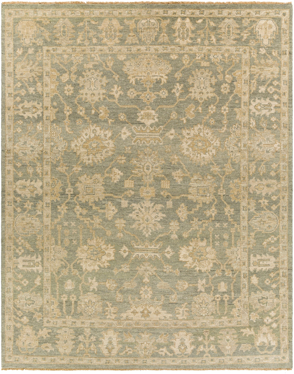 Reign REG-2306 Traditional NZ Wool Rug REG2306-912 Dark Green, Khaki, Cream, Tan, Wheat 100% NZ Wool 9' x 12'