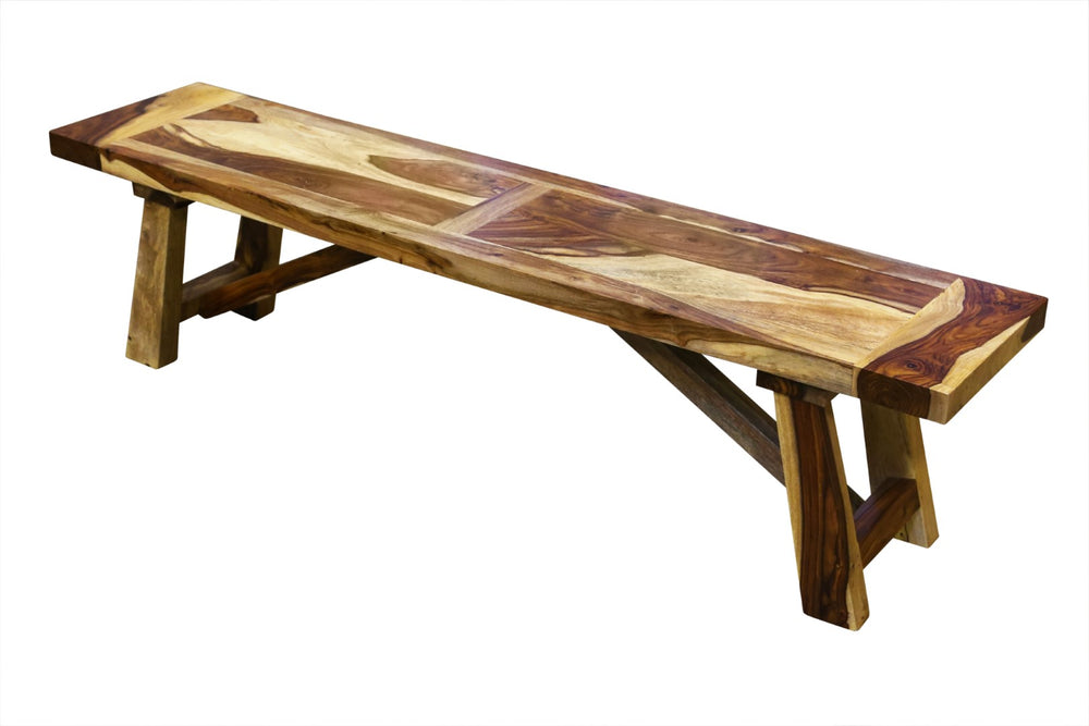 Porter Designs Kalispell Solid Sheesham Wood Natural Dining Bench Natural 07-116-01-PDU115