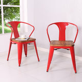 Metropolis Metal Arm Chair - Set of 4 Red