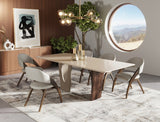 VIG Furniture Modrest Brianna - Contemporary Marble and Cream/Walnut Dining Table VGCS-DT-21076 VGCS-DT-21076
