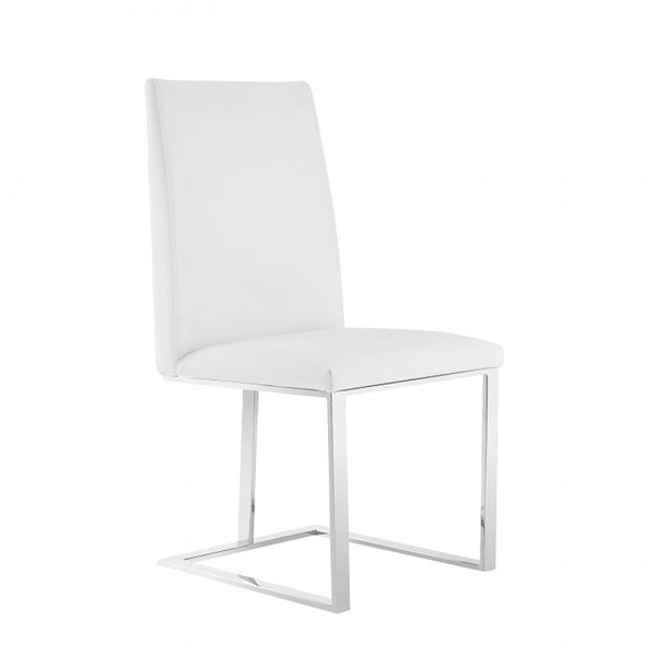 VIG Furniture Modrest Frankie - Modern White & Brushed Stainless Steel Dining Chair VGGA-6917CH-WHT-SS-DC VGGA-6917CH-WHT-SS-DC