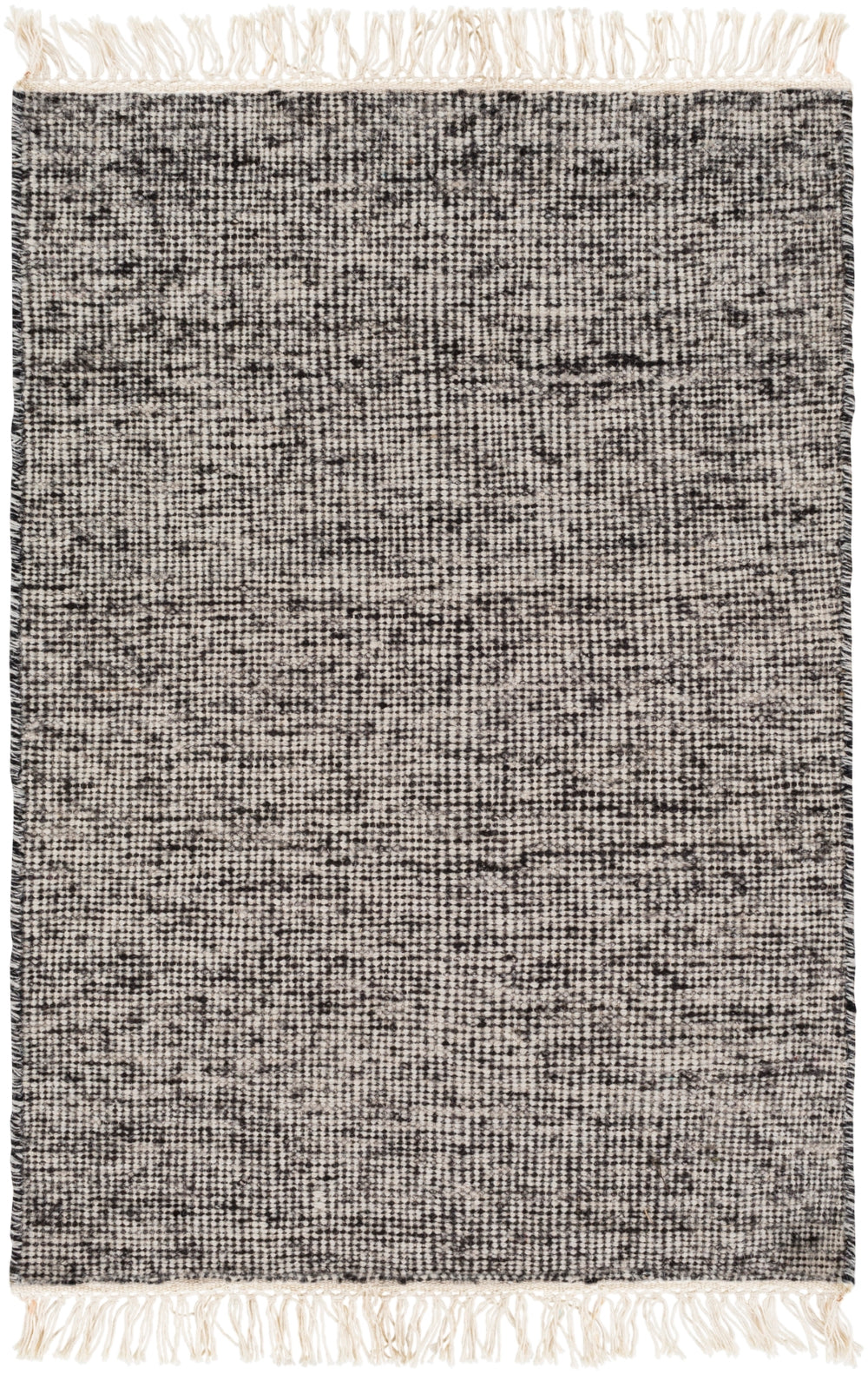 Rex REX-4000 Modern Viscose, Wool Rug REX4000-912 Black, Cream 60% Viscose, 40% Wool 9' x 12'