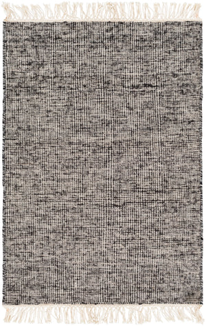 Rex REX-4000 Modern Viscose, Wool Rug REX4000-912 Black, Cream 60% Viscose, 40% Wool 9' x 12'