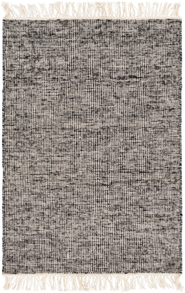 Rex REX-4000 Modern Viscose, Wool Rug REX4000-912 Black, Cream 60% Viscose, 40% Wool 9' x 12'