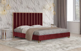 Divani Casa Reyes Modern Red Velvet & Gold Eastern King Bed