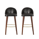 Cullimore Contemporary Channel Stitch Barstools, Dark Brown and Espresso Noble House