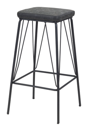 Zuo Modern Samuel 100% Polyurethane, Plywood, Steel Modern Commercial Grade Counter Stool Set - Set of 2 Vintage Black, Black 100% Polyurethane, Plywood, Steel