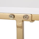 Noble House Ariade Modern Glam C Side Table, Set of 2, White and Champagne Gold