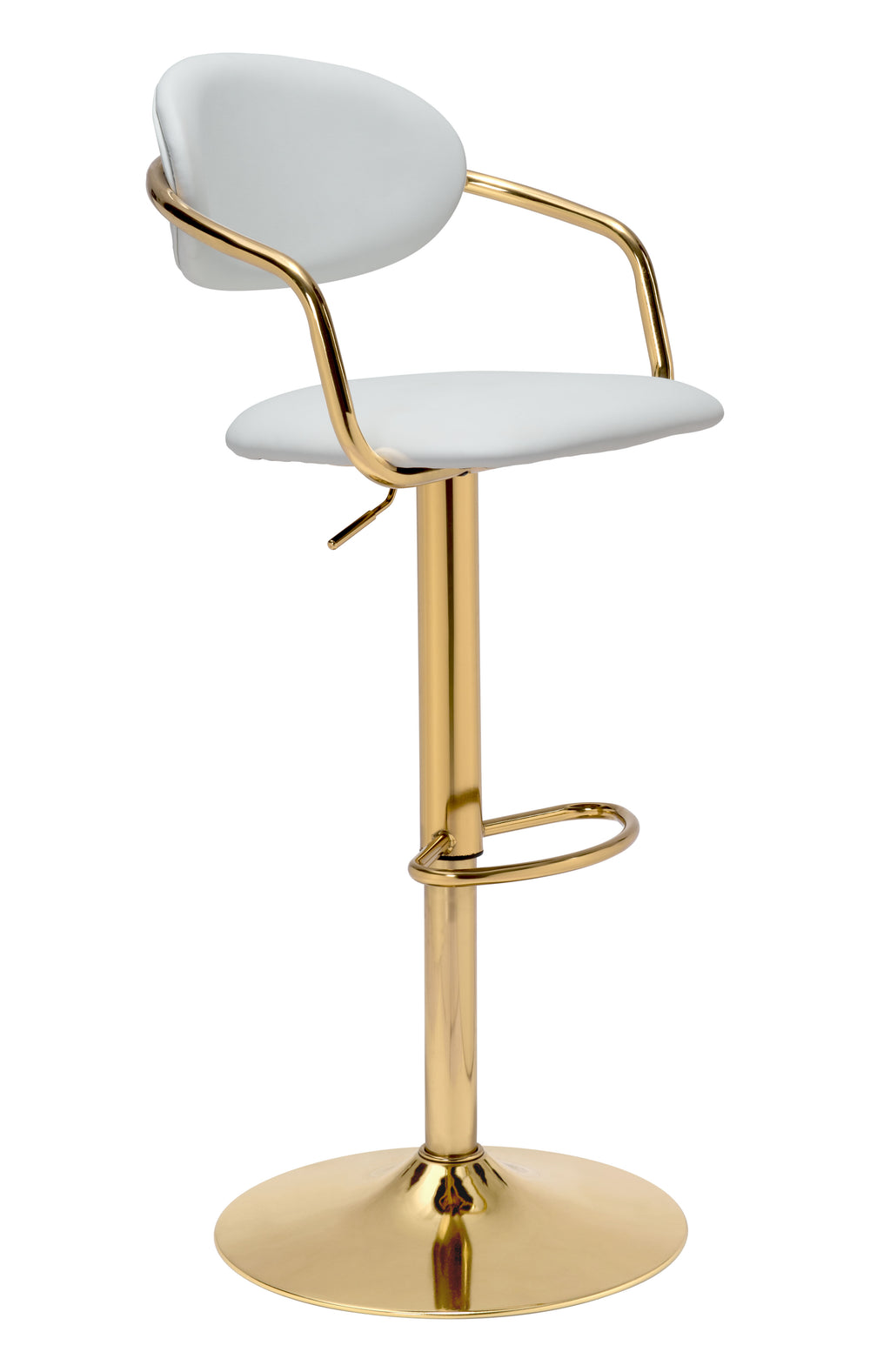Zuo Modern Gusto 100% Polyurethane, Plywood, Steel Modern Commercial Grade Barstool White, Gold 100% Polyurethane, Plywood, Steel