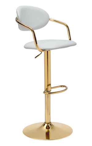 Zuo Modern Gusto 100% Polyurethane, Plywood, Steel Modern Commercial Grade Barstool White, Gold 100% Polyurethane, Plywood, Steel