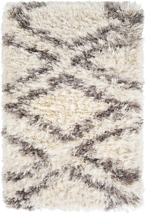 Rhapsody RHA-1036 Global Polyester, Wool Rug RHA1036-912 Cream, Medium Gray, Charcoal, Dark Brown 50% Polyester, 50% Wool 9' x 12'10"