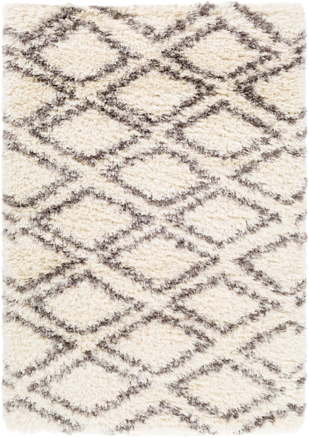 Rhapsody RHA-1036 Global Polyester, Wool Rug RHA1036-912 Cream, Medium Gray, Charcoal, Dark Brown 50% Polyester, 50% Wool 9' x 12'10"
