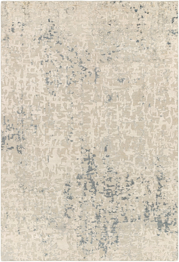 Resham RHM-2300 Modern Silk Rug RHM2300-81012 Light Gray, Dark Green, White, Denim, Medium Gray 100% Silk 8'10" x 12'