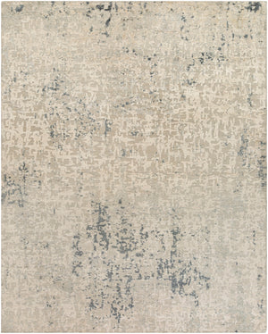 Resham RHM-2300 Modern Silk Rug RHM2300-810 Light Gray, Dark Green, White, Denim, Medium Gray 100% Silk 8' x 10'