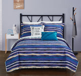 Jaden Blue Twin 4pc Quilt Set